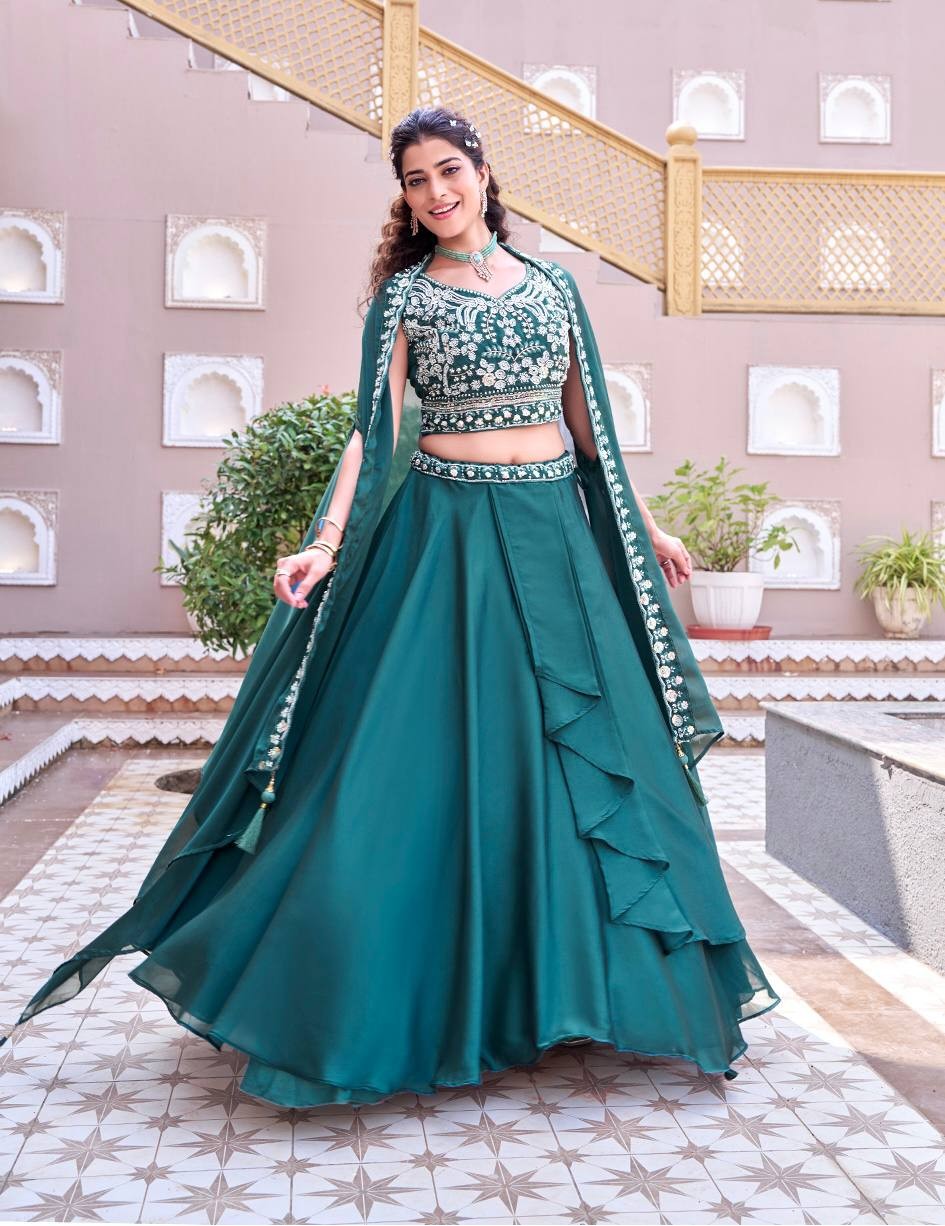 Rangoli Moti Work Silk Lehenga