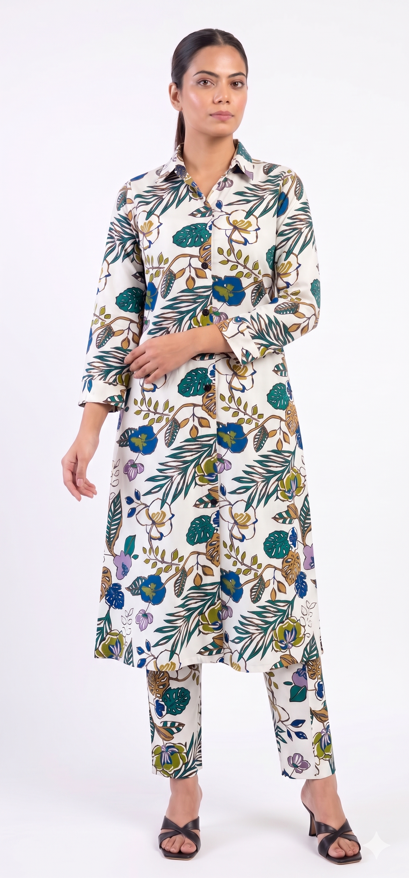 Women’s Floral Printed Rayon Top & Bottom Set