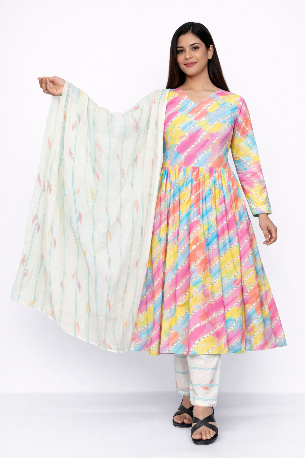 Women’s Multicolor Printed Kurta Set with Dupatta