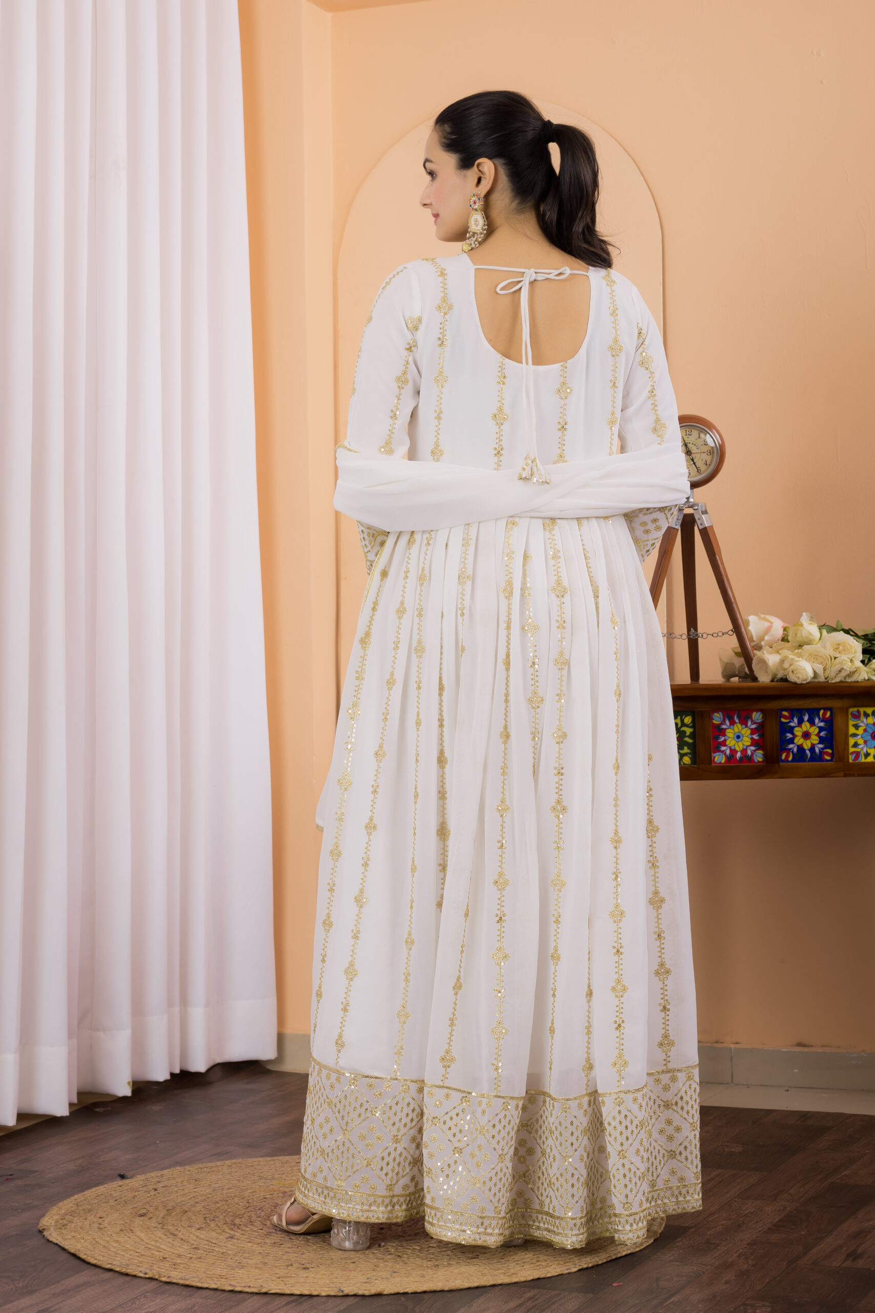 Shimmering White Sequence Anarkali Suit - Image 4