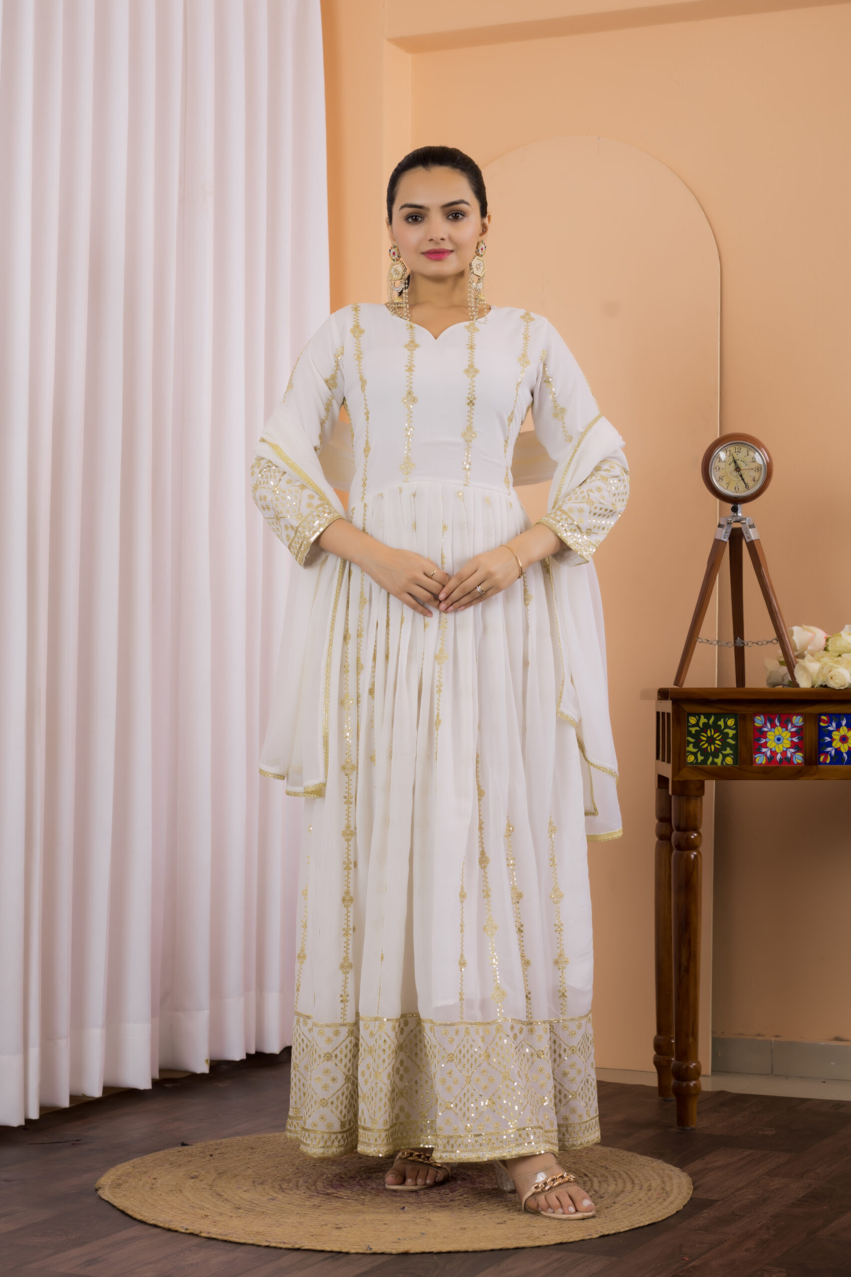 Shimmering White Sequence Anarkali Suit - Image 3