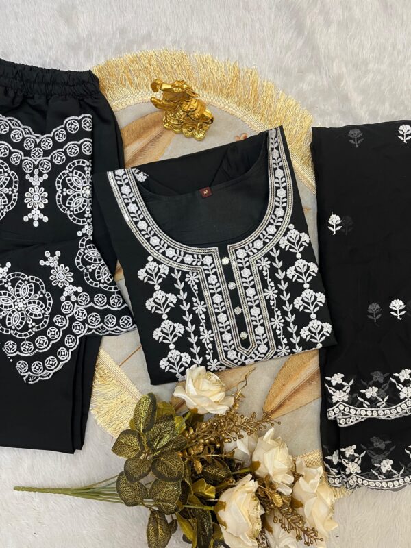 Designer Sequence Embroidered Top and Pant with Dupatta - Image 5