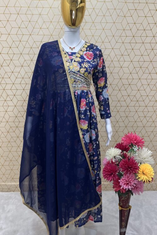 “Midnight Blossom Anarkali” ✨🌺