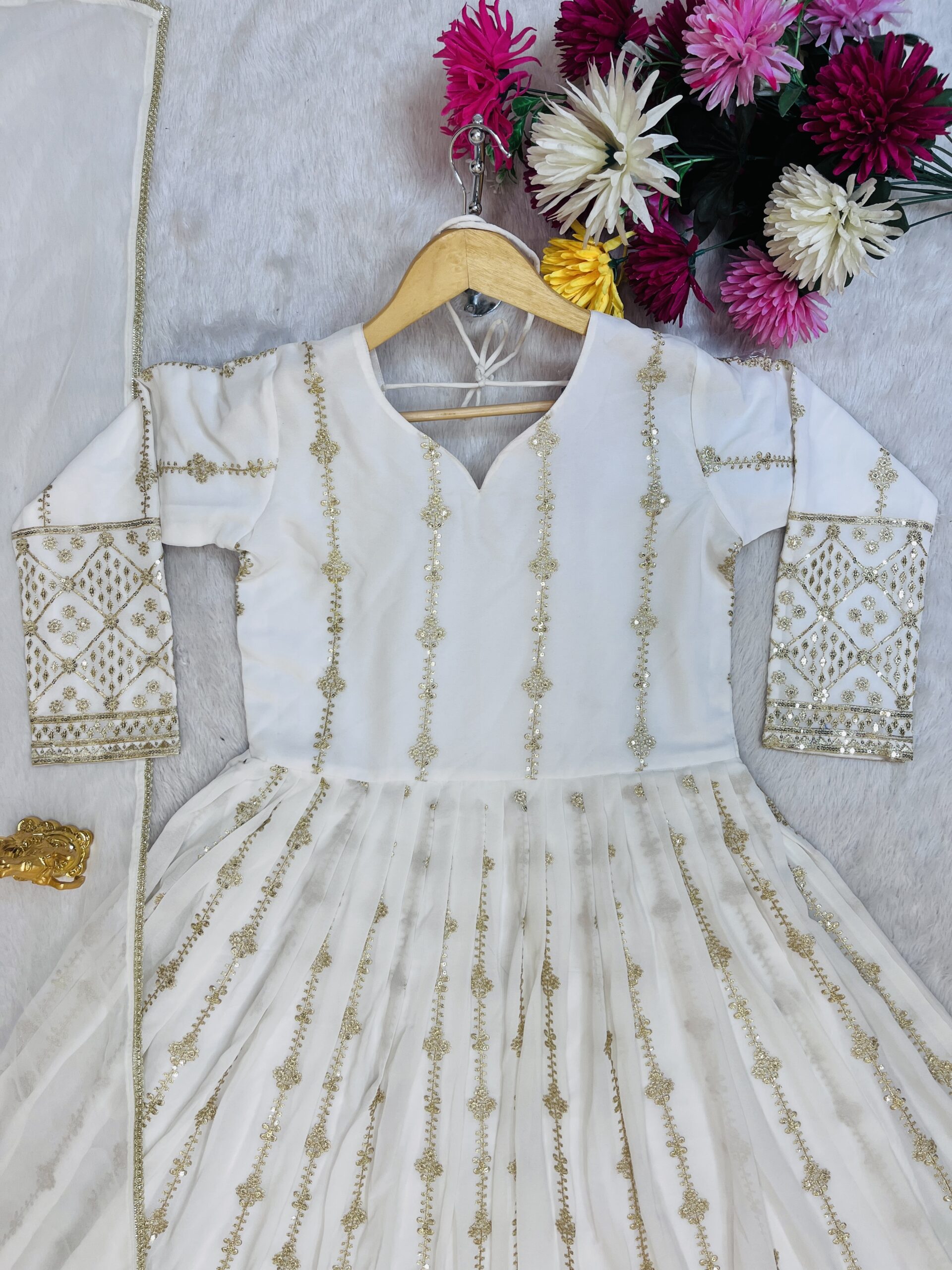 Shimmering White Sequence Anarkali Suit - Image 5