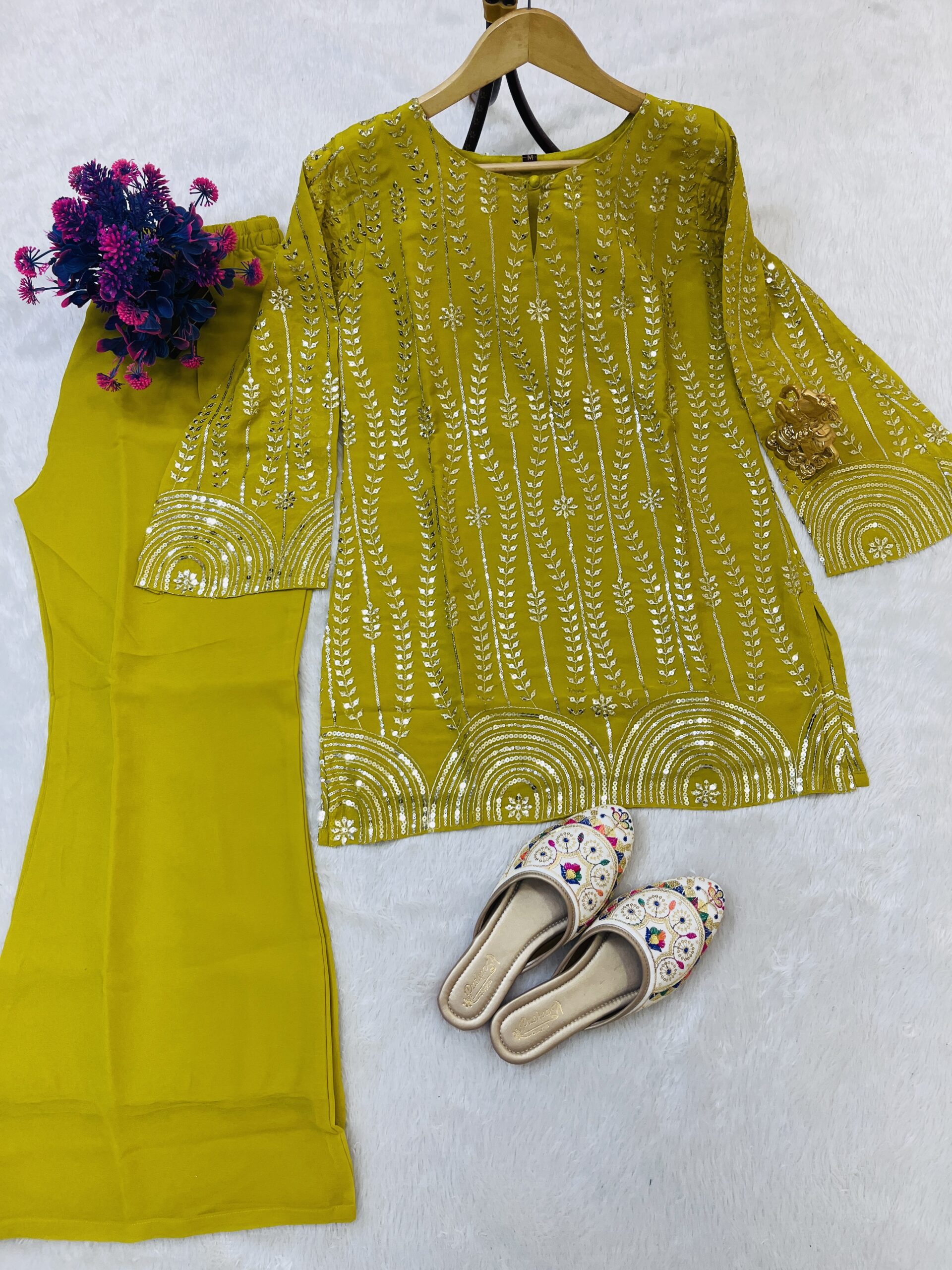 Lime Radiance Ensemble Sharara Set - Image 4