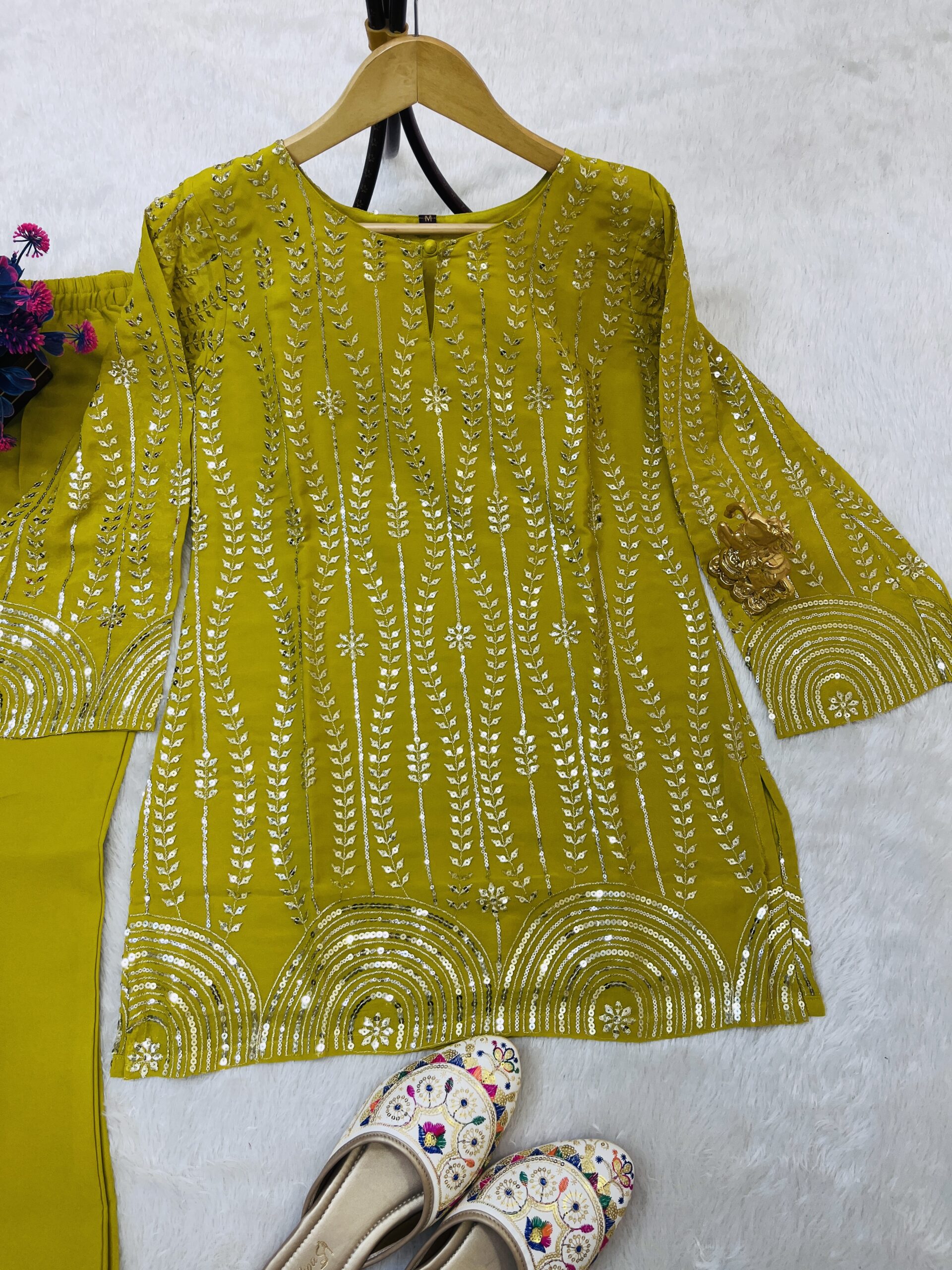 Lime Radiance Ensemble Sharara Set - Image 3
