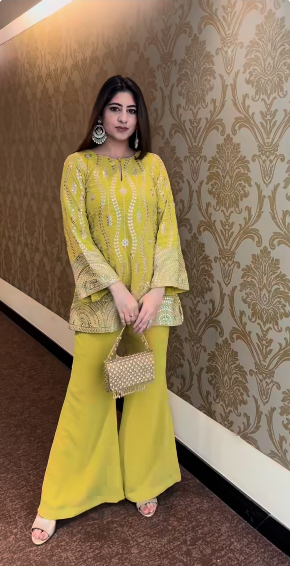 Lime Radiance Ensemble Sharara Set