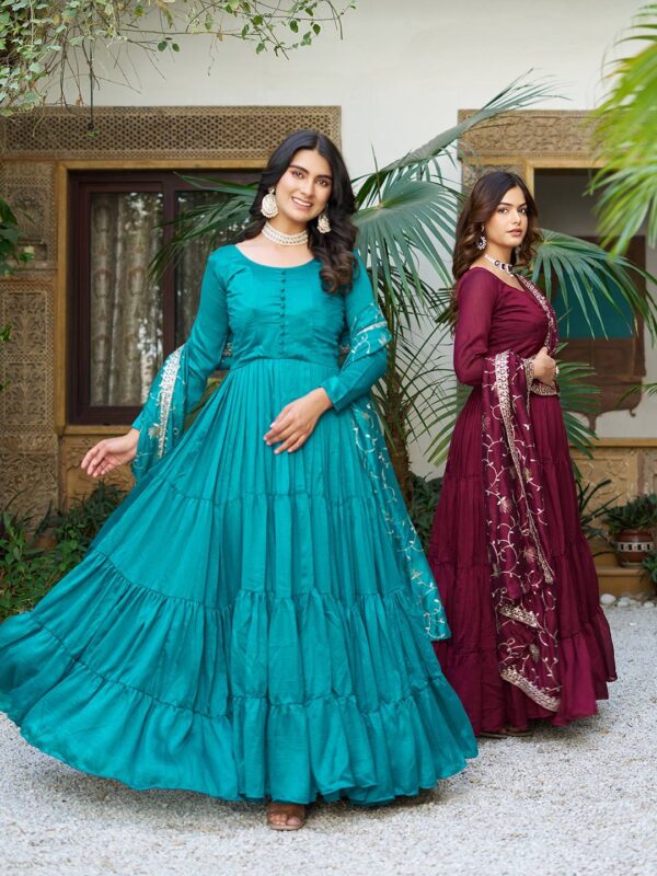 FestivaGrace Vichitra Silk Gown Set - Image 7