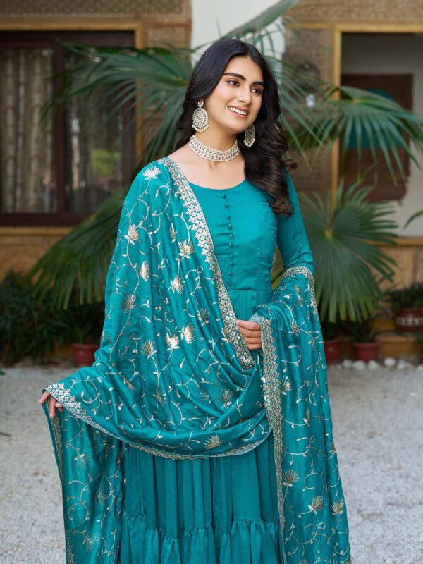 FestivaGrace Vichitra Silk Gown Set - Image 11