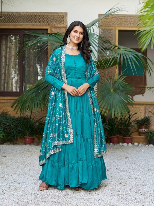 FestivaGrace Vichitra Silk Gown Set - Image 8