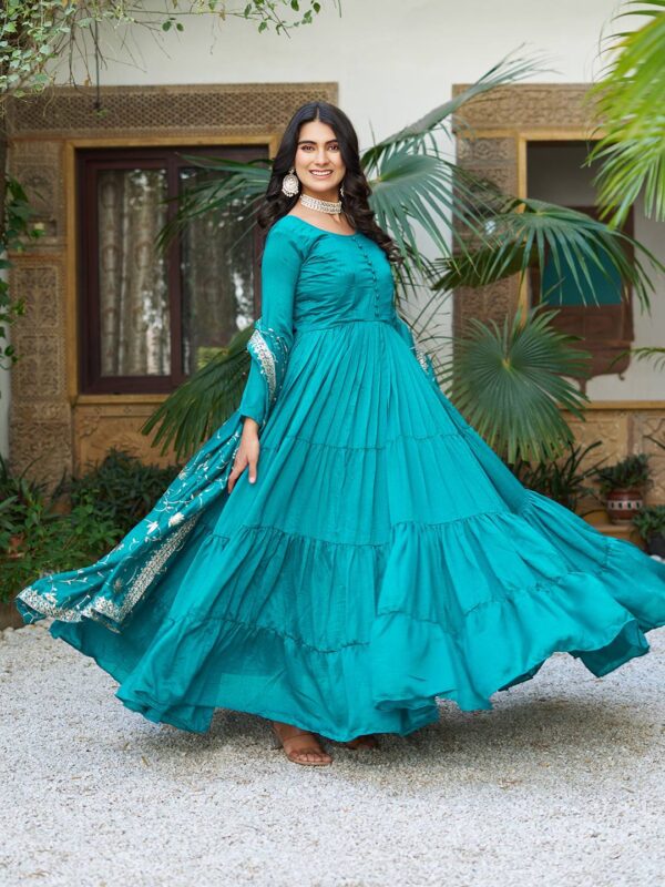 FestivaGrace Vichitra Silk Gown Set - Image 13