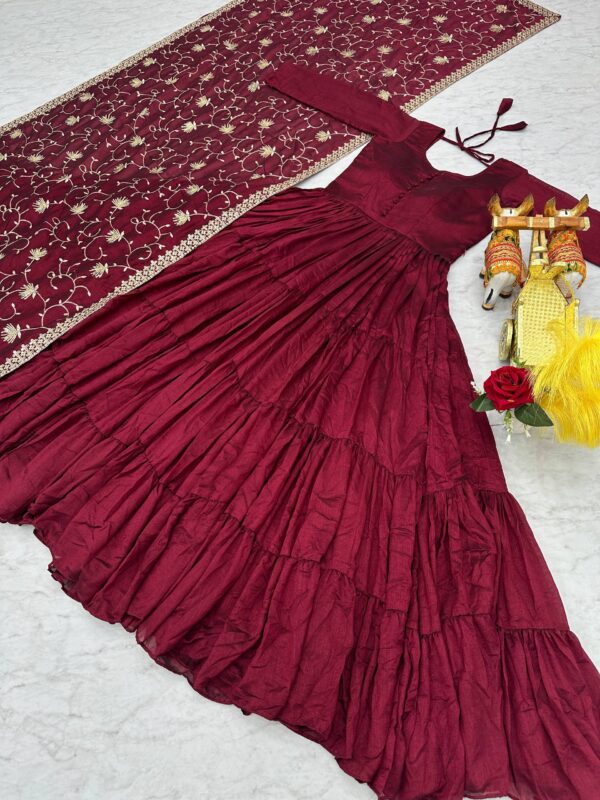 FestivaGrace Vichitra Silk Gown Set - Image 3