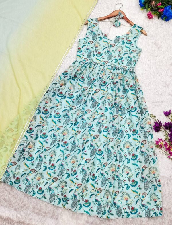 Peacock Bloom Georgette Flare Suit Set