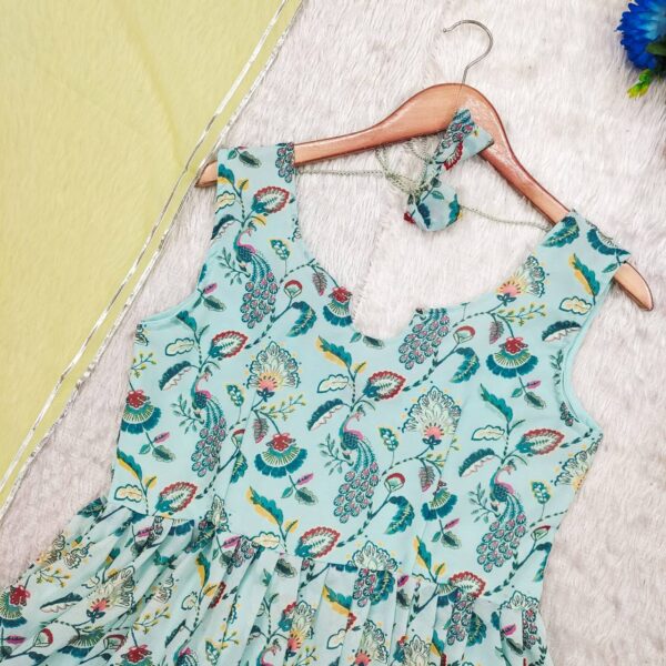 Peacock Bloom Georgette Flare Suit Set - Image 2