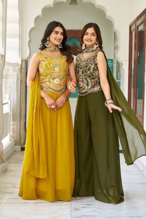 New Designer Blouse, Palazzo & Dupatta Pair