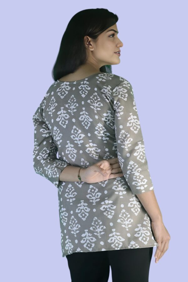 Elegant Taupe Block Print Short Kurti for Women - Image 6